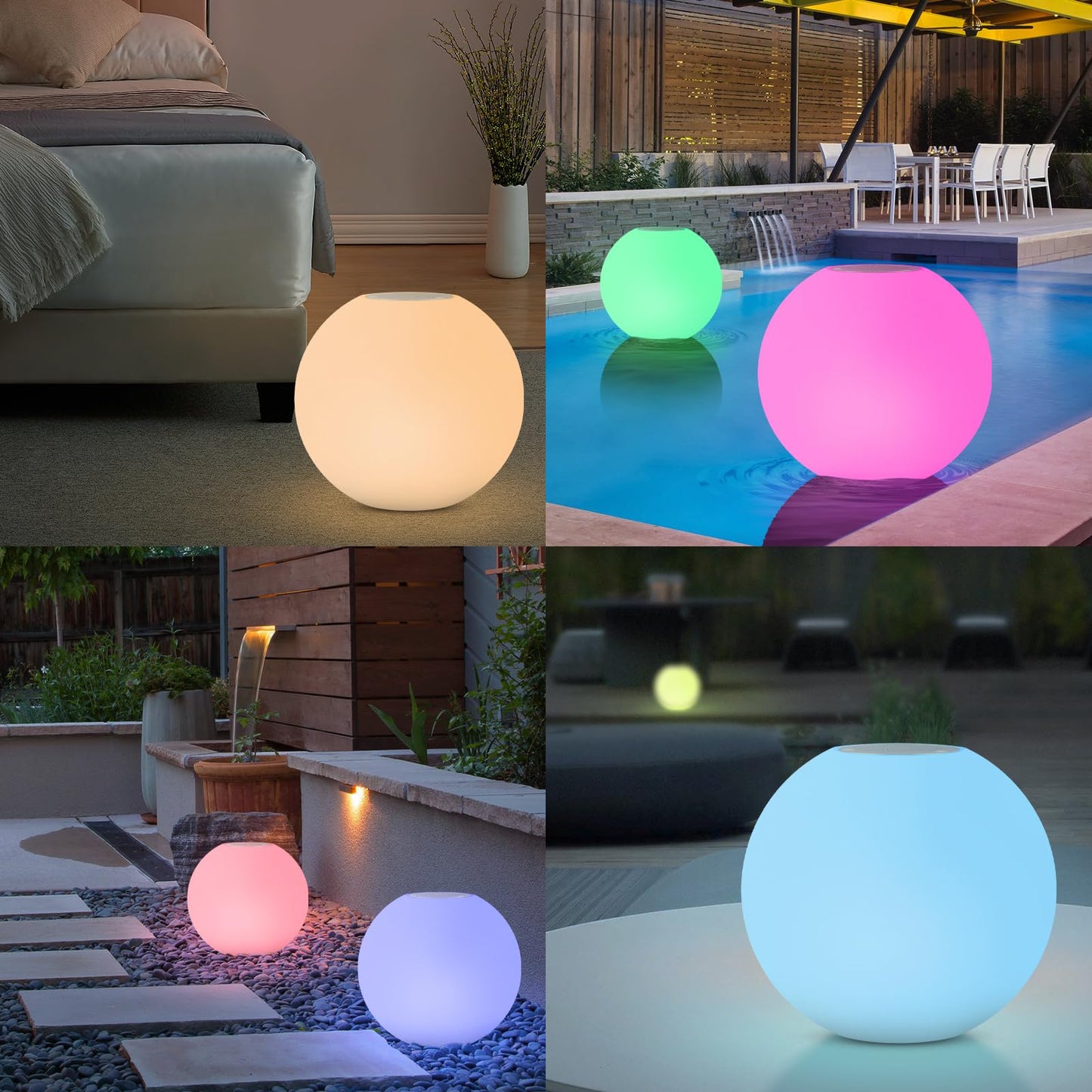 Floating Pool Speaker with Colorful Light, Rechargeable IPX7 Water-Resistant Floating Pool Light and Speaker,Pool Accessories with TWS,Stereo Sound, for Pool, Spa, Party, Outdoor, Shower