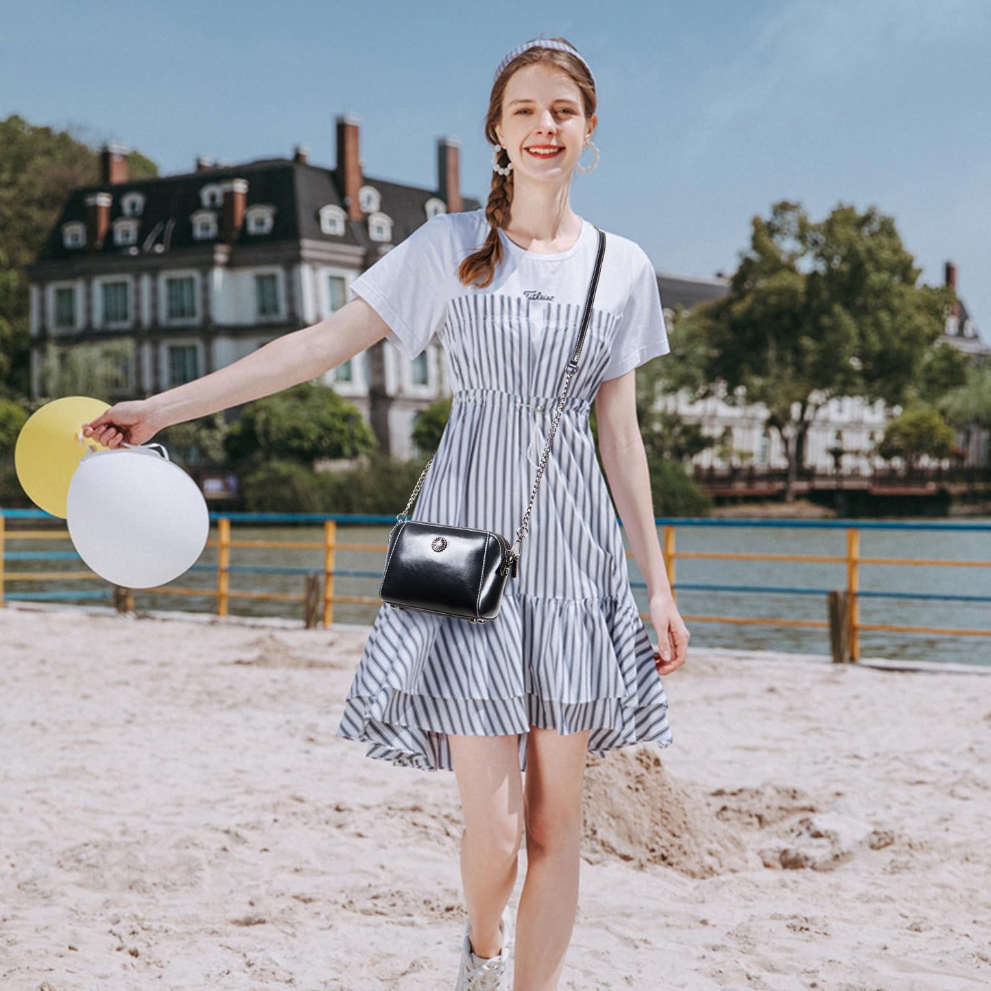 Designer Leather Small Crossbody Bags Purses for Women Cell Phone Bag Soft Women's Shoulder Handbags Gifts for Women (H-Black)