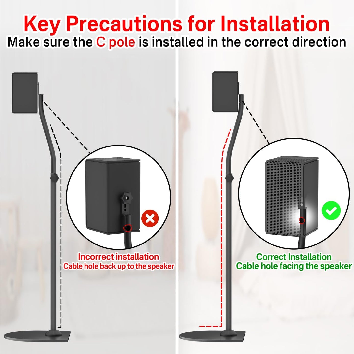 Speaker Stands for Vizio Speaker Stands Pair with Speaker Wall Mount - Floor Speaker Stand for Vizio Surround Sound Speaker Stands Height Adjustable for Vizio M512a-h6 M51ax-J6 Speaker Stand