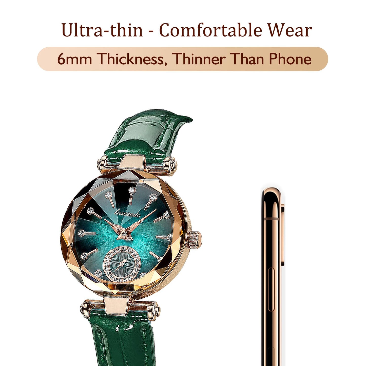 NN BEN NEVIS Watch, Watches for Women with Elegant Leather Strap, Fashion Analog Creative Diamond Dial Wrist Watch, Jewelry Gift for Wedding Anniversary Birthday