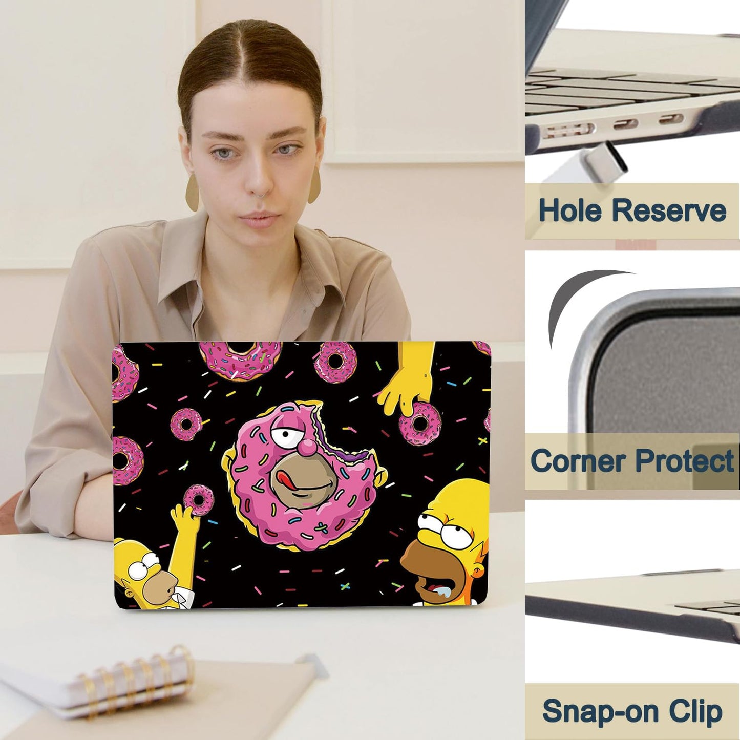 Laptop Case Compatible with MacBook Pro 13 Inch Case 2015 2014 2013 2012 Release Model A1502 A1425 with Retina Display, Plastic Hard Shell Case Cover & Keyboard Cover Skin - Donut