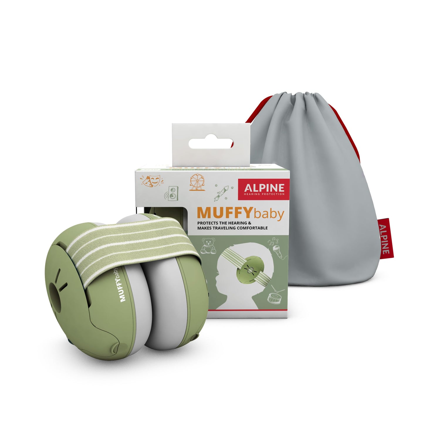 Alpine Muffy - Protección de oídos para bebés y niños pequeños de hasta 36 meses, certificado CE y ANSI, orejeras con reducción de ruido, cómodos auriculares para bebés contra daños auditivos y