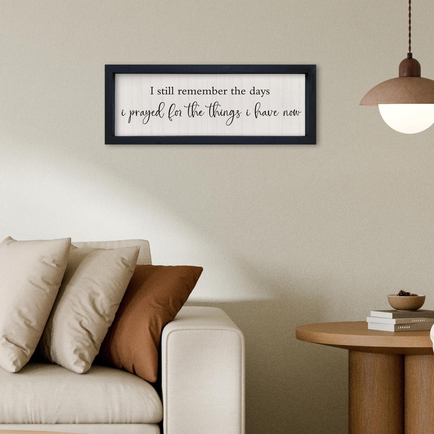 SRSZHIYUE I Still Remember the Days I Prayed Sign 16"×6" Living Room Wall Decor Wooden Framed Wall Hanging Art (Black)