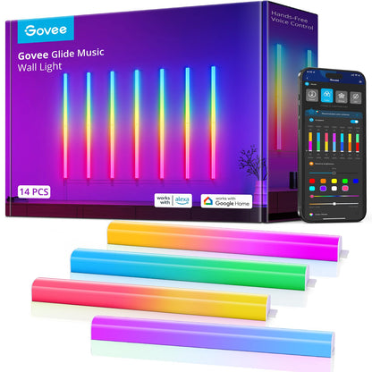 Govee Glide Wall Lights, RGBIC LED Light, Smart Gaming Light Works with Alexa and Google Assistant, RGB Light Bar, LED Wall Lights for Bedroom, 2 Panels Set (3 Sections/Panel)