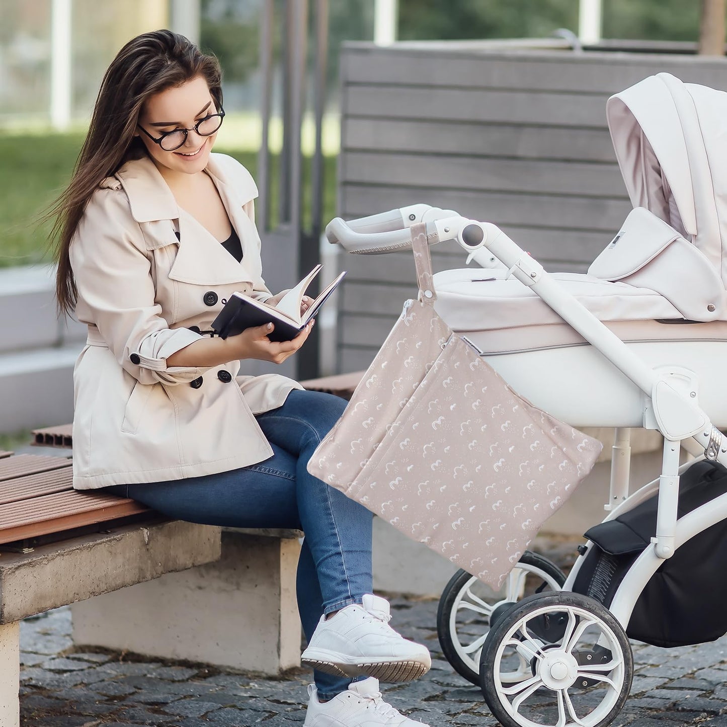 Mama Koala Waterproof Wet Dry Bags for Baby Items, Cloth Diapers, Swimsuits, Travel, Gym Clothes, Beach, Pump Parts, Toiletries, Two Zippered Pockets, 2 Pack (W016)