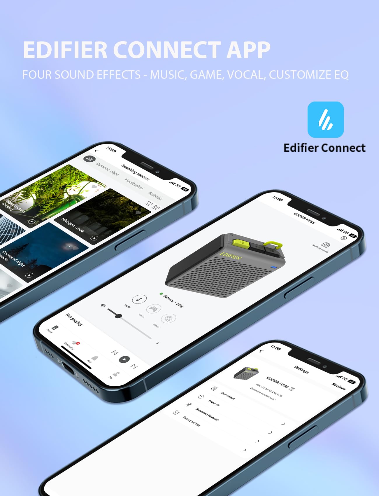 Edifier MP85 Mini Bluetooth Speaker, Portable Speakers with Bluetooth 5.3, 8-Hour Playtime, Customize EQ via App for Home, Travel, Outdoor - Black