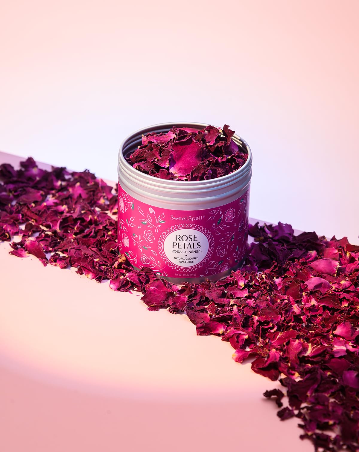 Sweet Spell Dried Rose Petals – Edible Flowers for Drinks, Cocktails, and Cake Decorations – Perfect for Tea, Soap, and Candle Making – 14g (0.5oz)