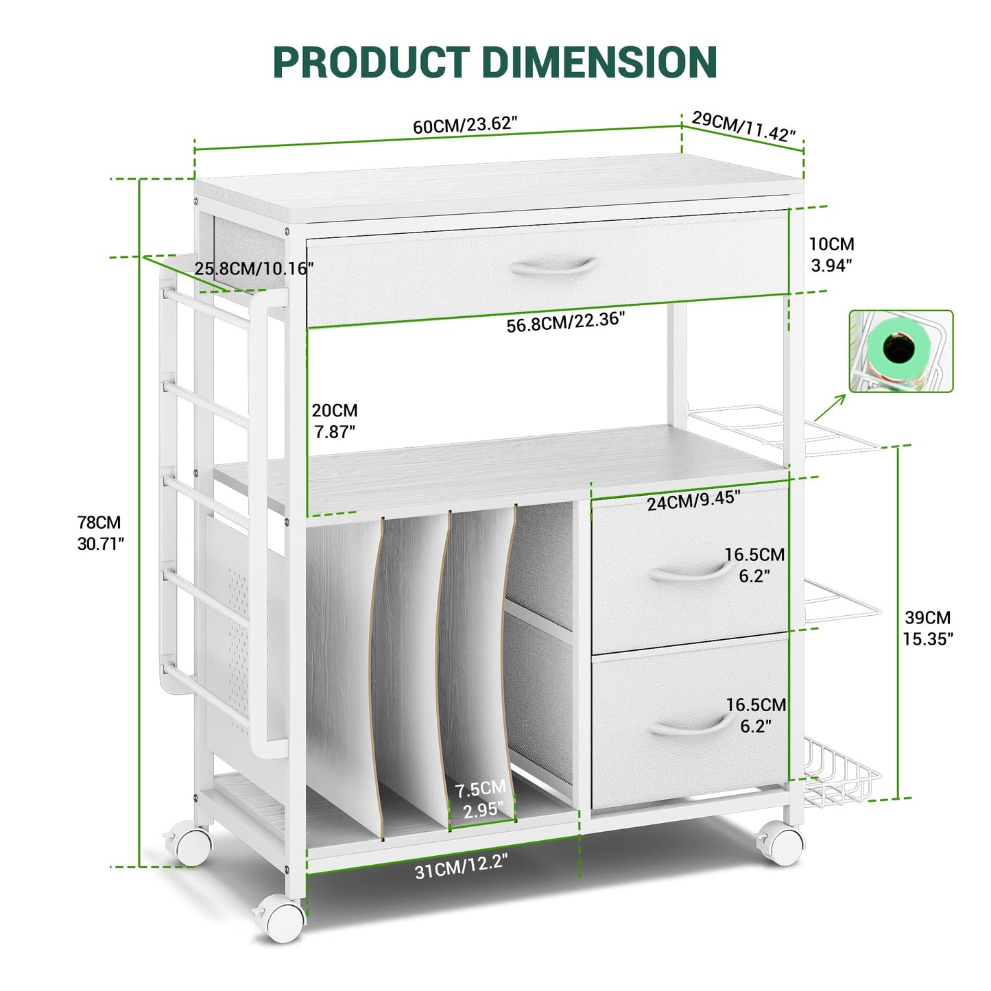 PUNLUXU Wrapping Paper Storage Cart, Rolling Gift Wrap Station with Ribbon and Gift Bag Storage, Wrapping Paper Organizer Holder, Craft Organizers and Storage, Craft Storage Cart 03 Patent Protected