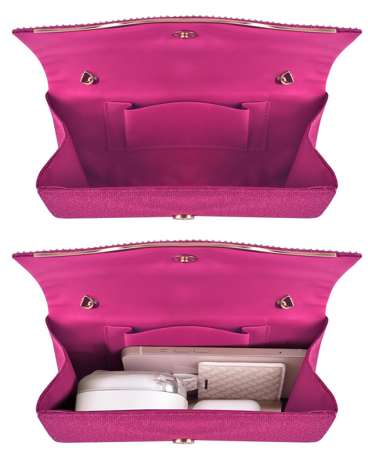 TINDTOP Clutch Purses for Women Evening Handbags for Formal Wedding Party Cocktail Prom Crossbody Shoulder Envelope Bag (Rose)