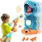 Movable Dinosaur Shooting Toys for Kids Games with 2 Air Pump Gun, Party Toys with Score Record, LED & Sound, 48 Foam Balls Electronic Target Practice Gift for Boys and Girls