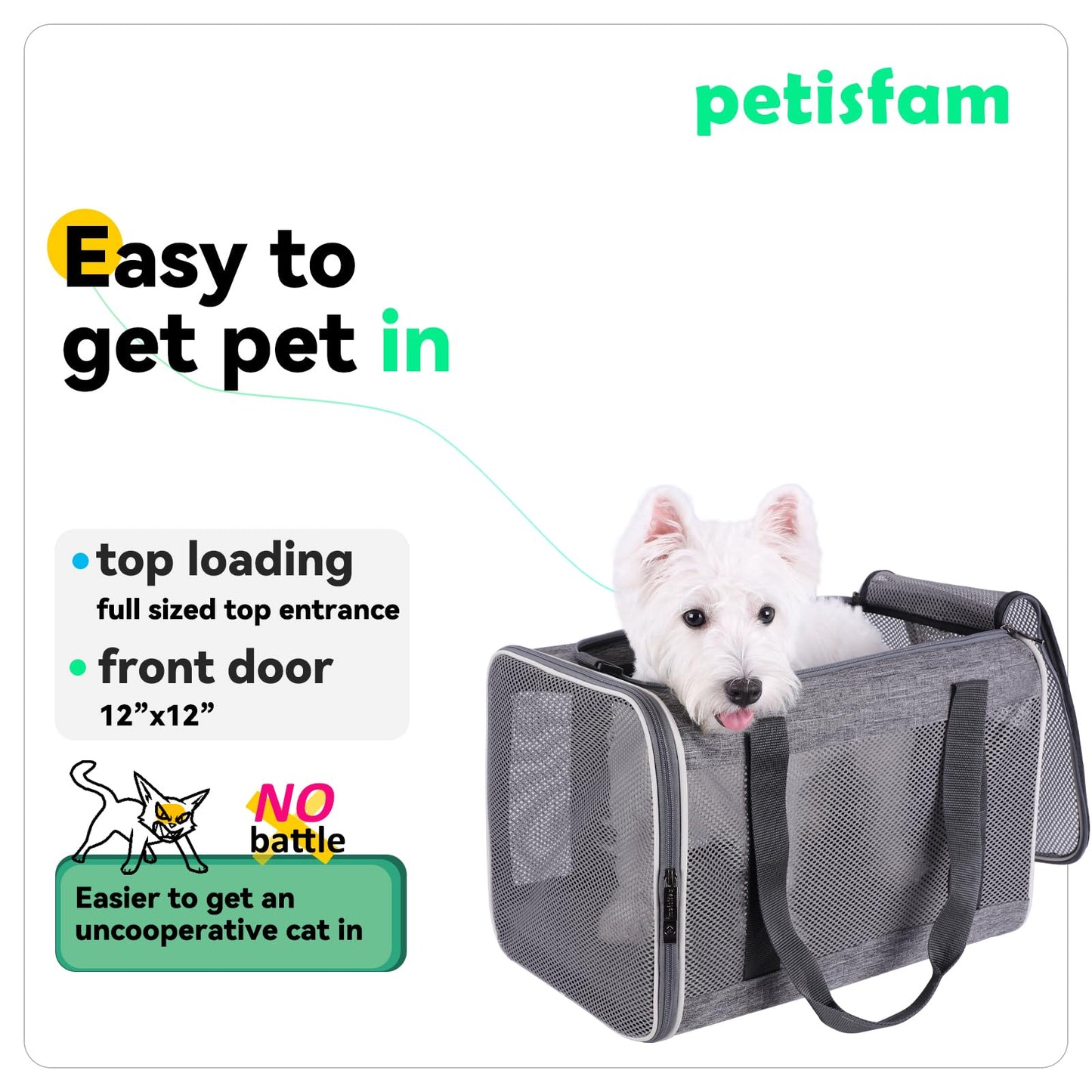 petisfam Soft Pet Carrier Bag for Cats and Puppy Under 20 lbs. Sturdy, Safe, Comfortable and Lightweight