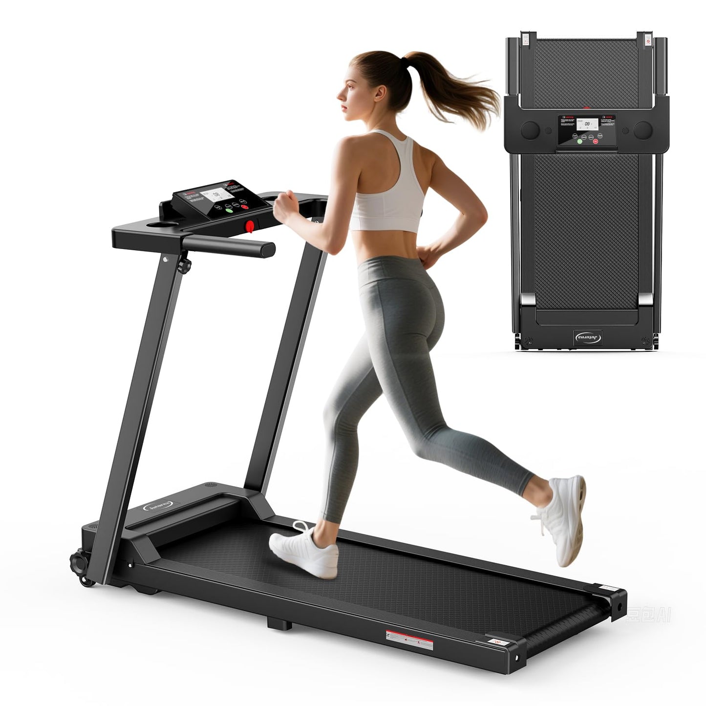 Juturna Treadmills for Home, Portable Foldable Treadmill, Walking Pad with Handle Bar, 3.0 HP Walking Pad with 300 LBS Capacity, Folding Treadmill with LED Display