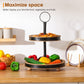 Urban Deco Wood Tiered Tray - 2-Tiered Farmhouse Serving Tray with Metal Handle for Kitchen Counter or Living Room Table