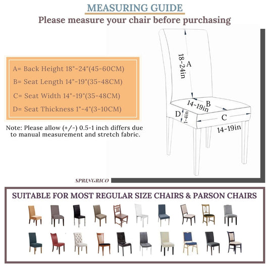 SPRINGRICO Chair Covers for Dining Room Set of 4, Stretch Dining Chair Cover, Washable Spandex Kitchen Parsons Chair Slipcovers, Removable Seat Protector for Home or Party (4 Pack, Cassandra)