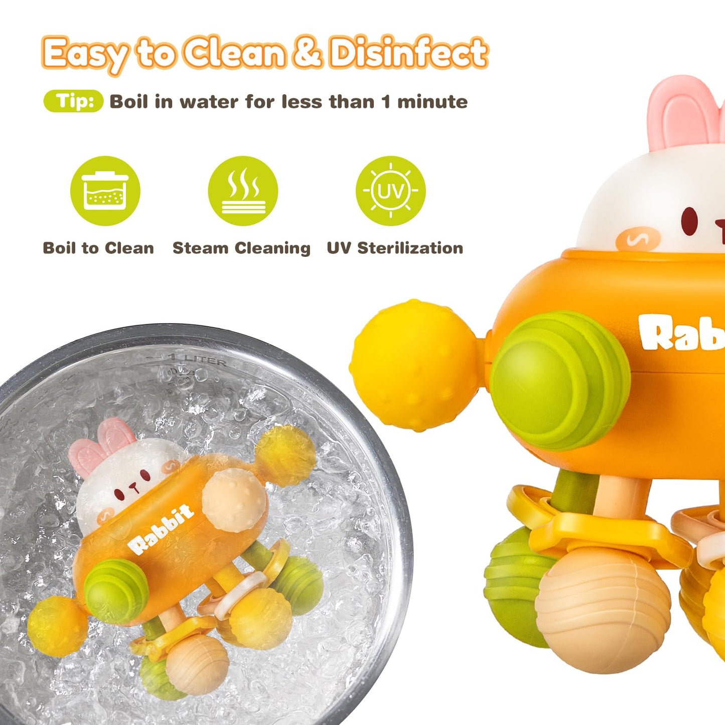 Baby Teething Toys, Baby Teethers Montessori Sensory Toys for 0-6 6-12 Months, Gifts for Newborn Infant Boys Girls 0 3 6 9 12 18 Months 1 One Year Old Toys, Baby Rattle Chew Toys