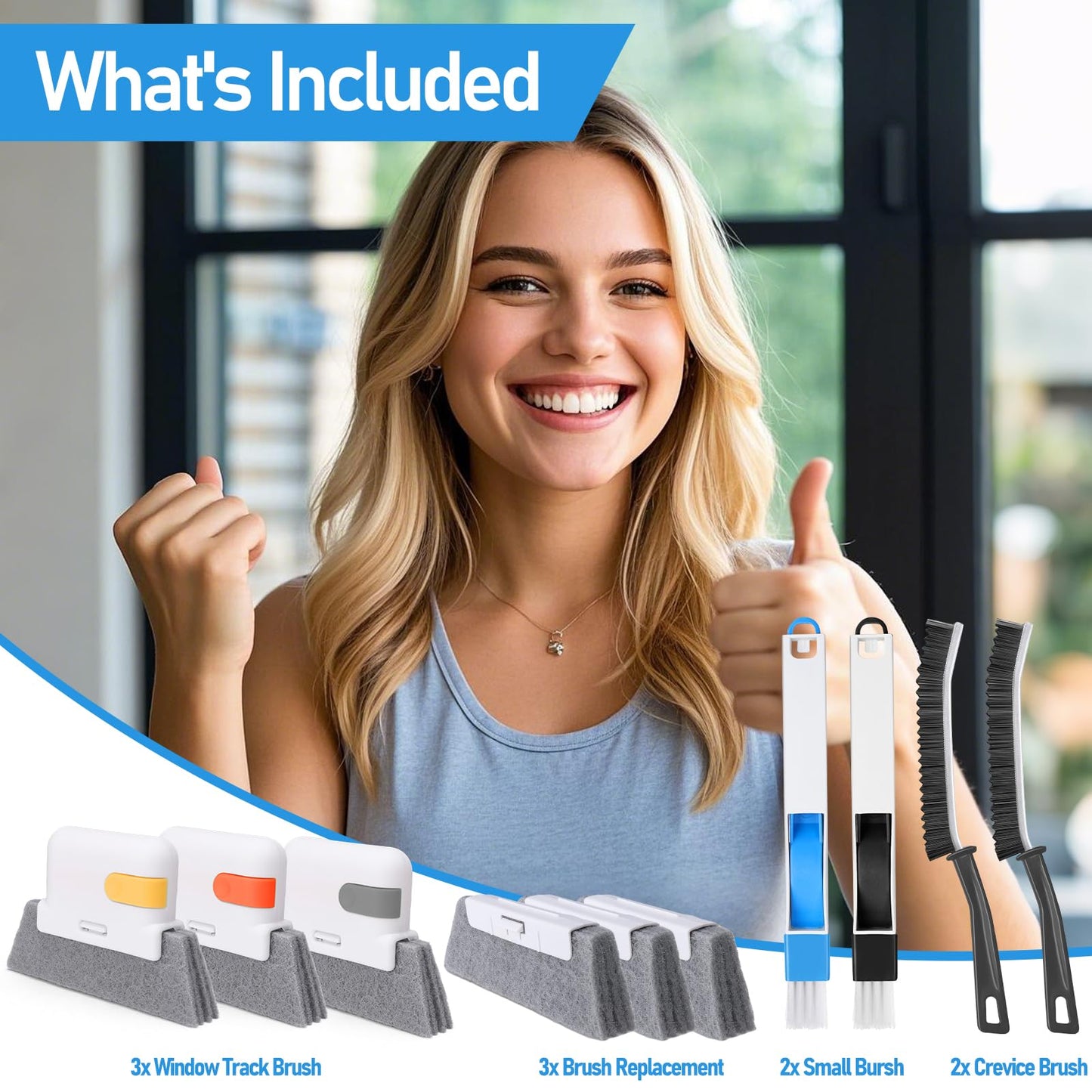 Palksky Window Track Cleaner Set, Window Groove Cleaning Brush Tools, 7 Pieces