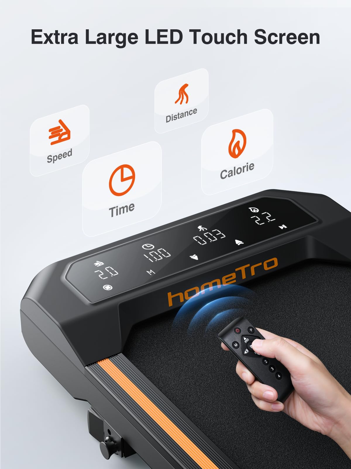 Walking Pad with 7% Incline,2.5HP Compact Treadmill for Home/Office,0.5-5 MPH Portable Under Desk Treadmills 300lbs Capacity for Jogging/Running,with LED Display/APP&Remote Control,Assembly Free