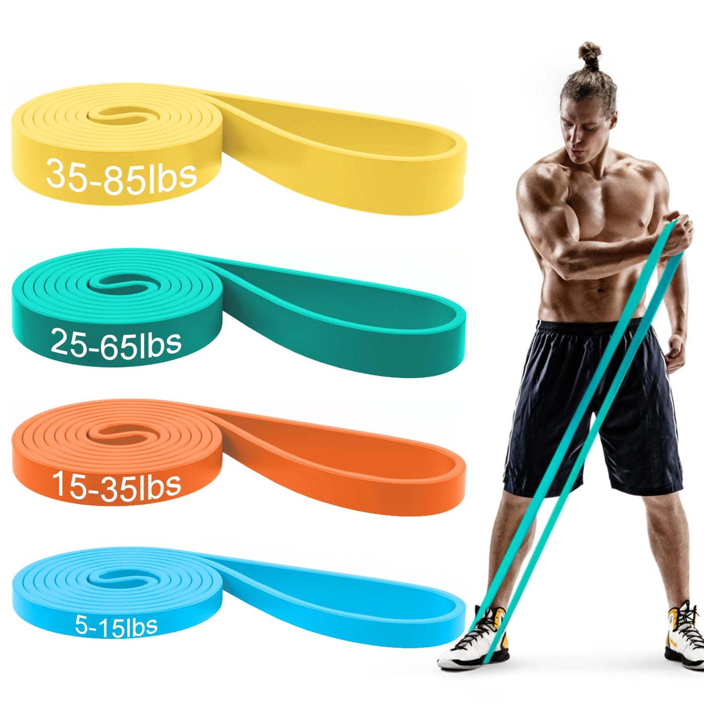 Resistance Bands, Pull Up Bands, Pull Up Assist Band Exercise Bands for Men & Women Working Out, Body Stretching, Physical Therapy, Muscle Training - Multicolor