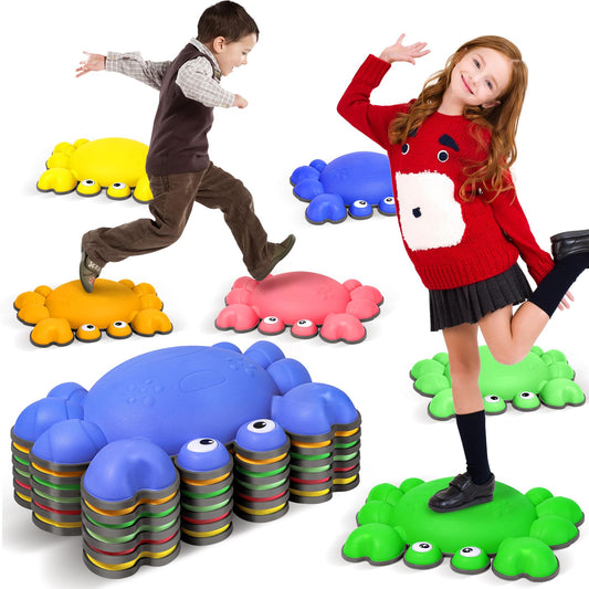 TOPNEW Toddler Stepping Stones for Kids, 6pcs Non-Slip Balance Stepping Stones for Promoting Children's Coordination Skills, Indoor & Outdoor Sensory Toys Obstacle Course for Kids Age 3 4 5 6 7+
