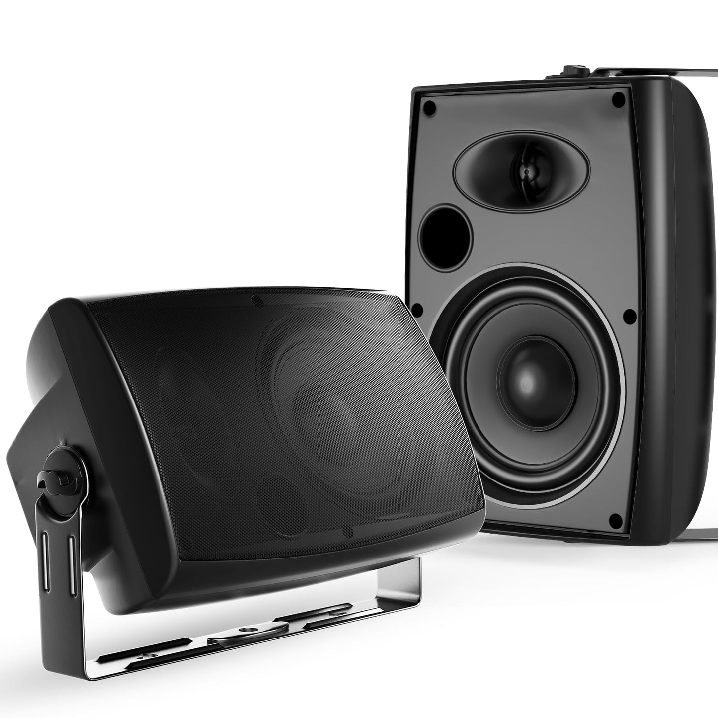 STUDIOFINIX 6.5 Inch 400W Outdoor Bluetooth Speakers Waterproof Wired, Wall Mount Speakers All-Weather Durability for Patio, Covered, Deck, Porch, Pool(Pair, Black)