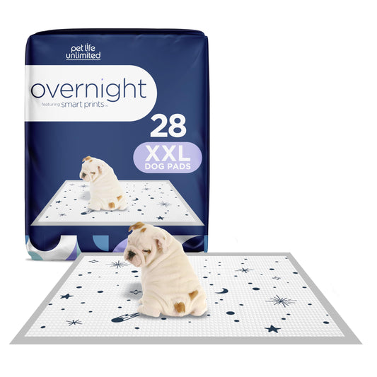 Pet Life Unlimited Overnight Extra Extra Large Puppy Pads, Pee Pads for Dogs, Dog Training Pads - Odor Controlling Dog Pee Pads with Wetness-Activated Fragrance - USA Made - 30" x 36" - 28ct (XXL)