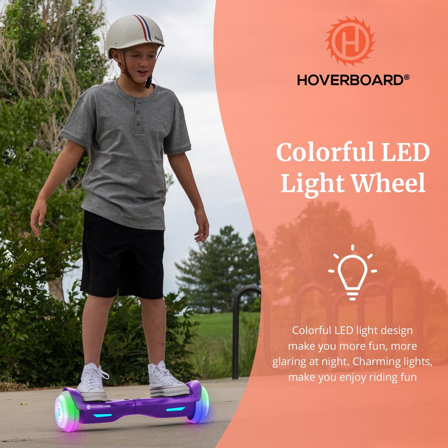 Trinity Max Hoverboard for Kids Ages 6-12, 6.5" LED Wheels & Music Speaker, Powerful Self Balancing Scooter for Kids Gifts, UL2272 Certified(Purple)