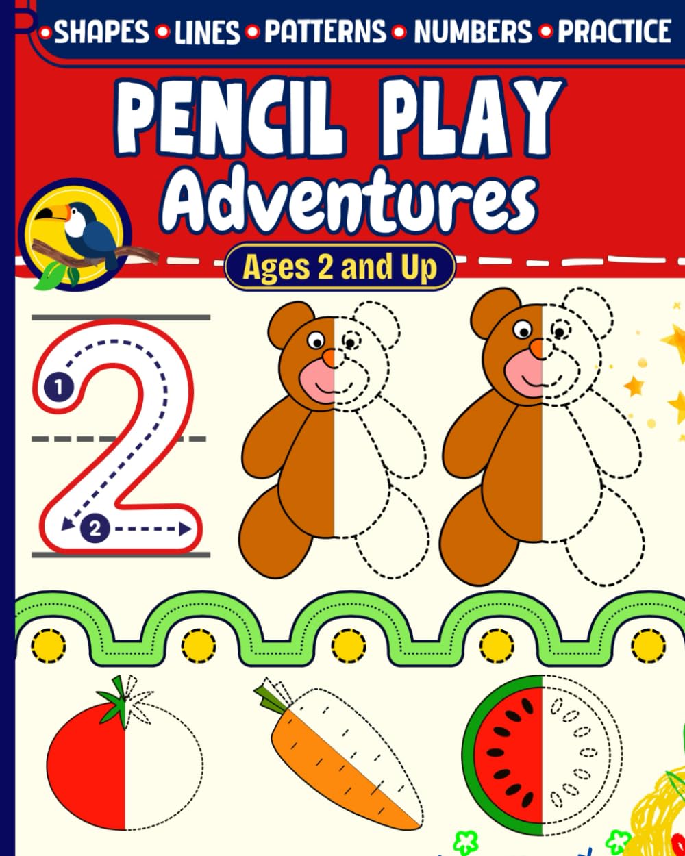 PENCIL PLAY Adventures, Ages 2 and Up: Toddler Pre-Writing Skills Activity Book: Line Tracing, Shapes, Numbers, Coloring, and More!