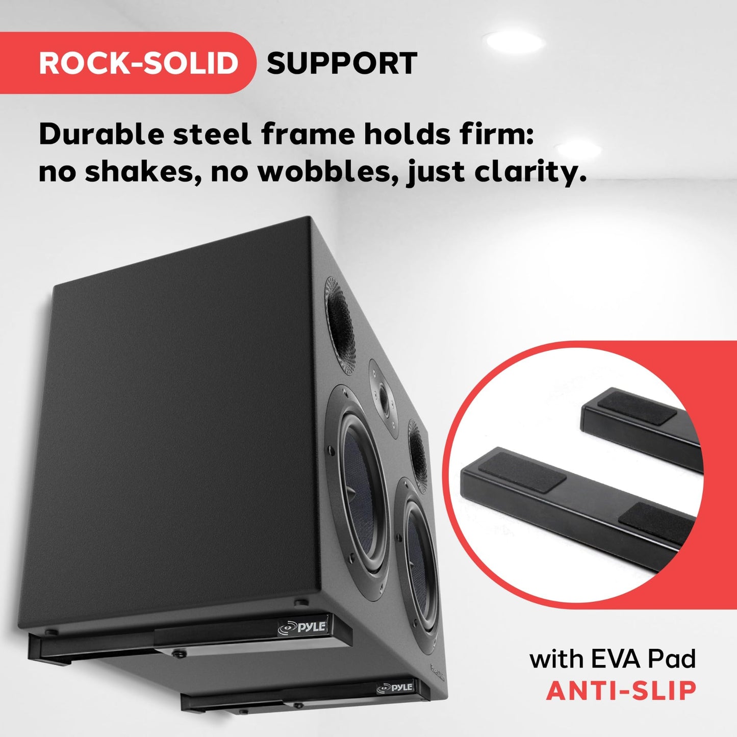 Pyle Adjustable Speaker Wall Mount Brackets - 2 Pack Extendable Steel Arms for Center Channel, Small or Large Speakers & Soundbars - 110 lbs Capacity, 6.7-11.8" Depth - Includes Mounting Hardware