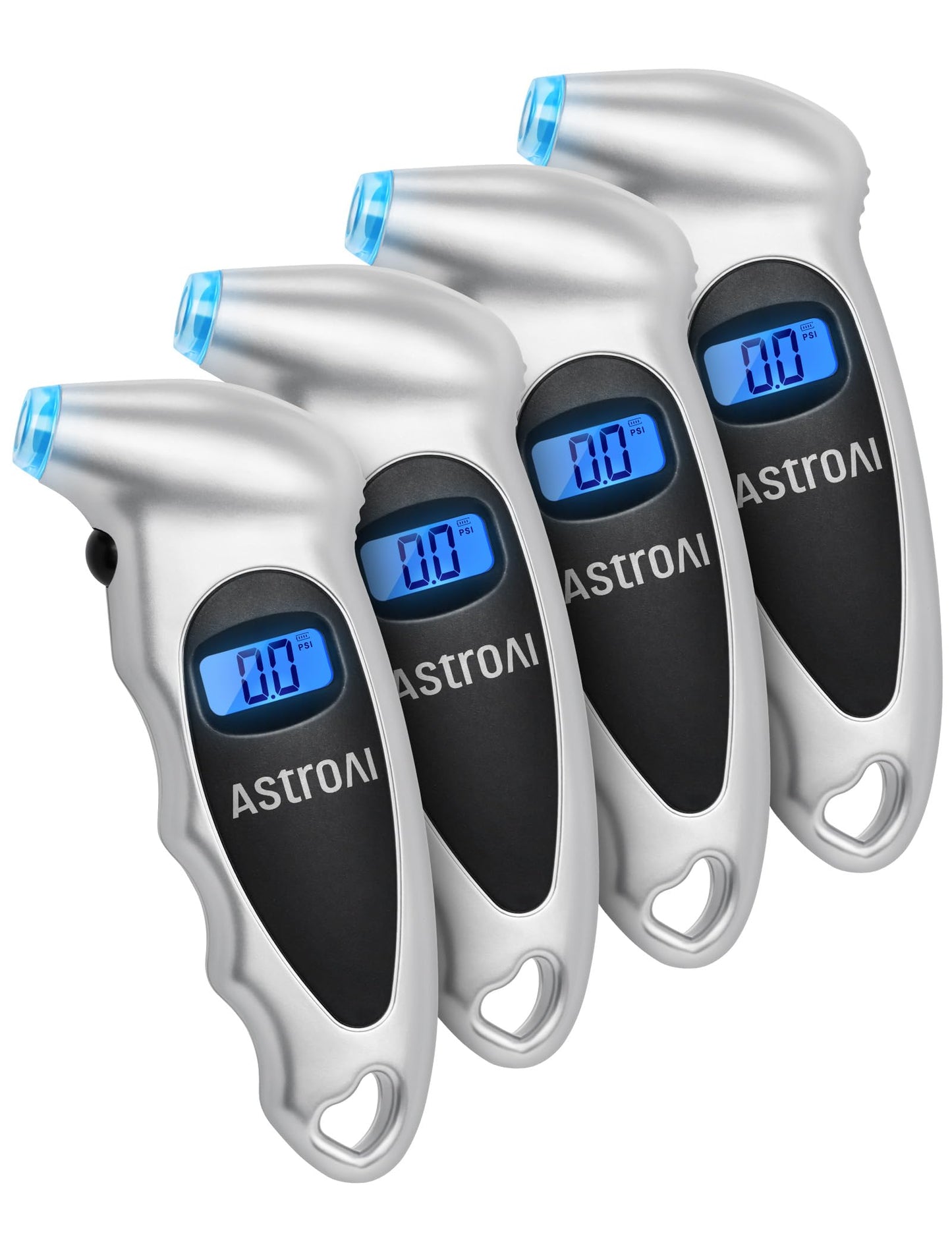 AstroAI Tire Pressure Gauge Digital 0-150PSI (Accurate in 0.1 Increments), 4 Units Stocking Stuffers for Car Truck Bicycle with Backlight LCD and Presta Valve Adaptor, Sliver (2 Pack)