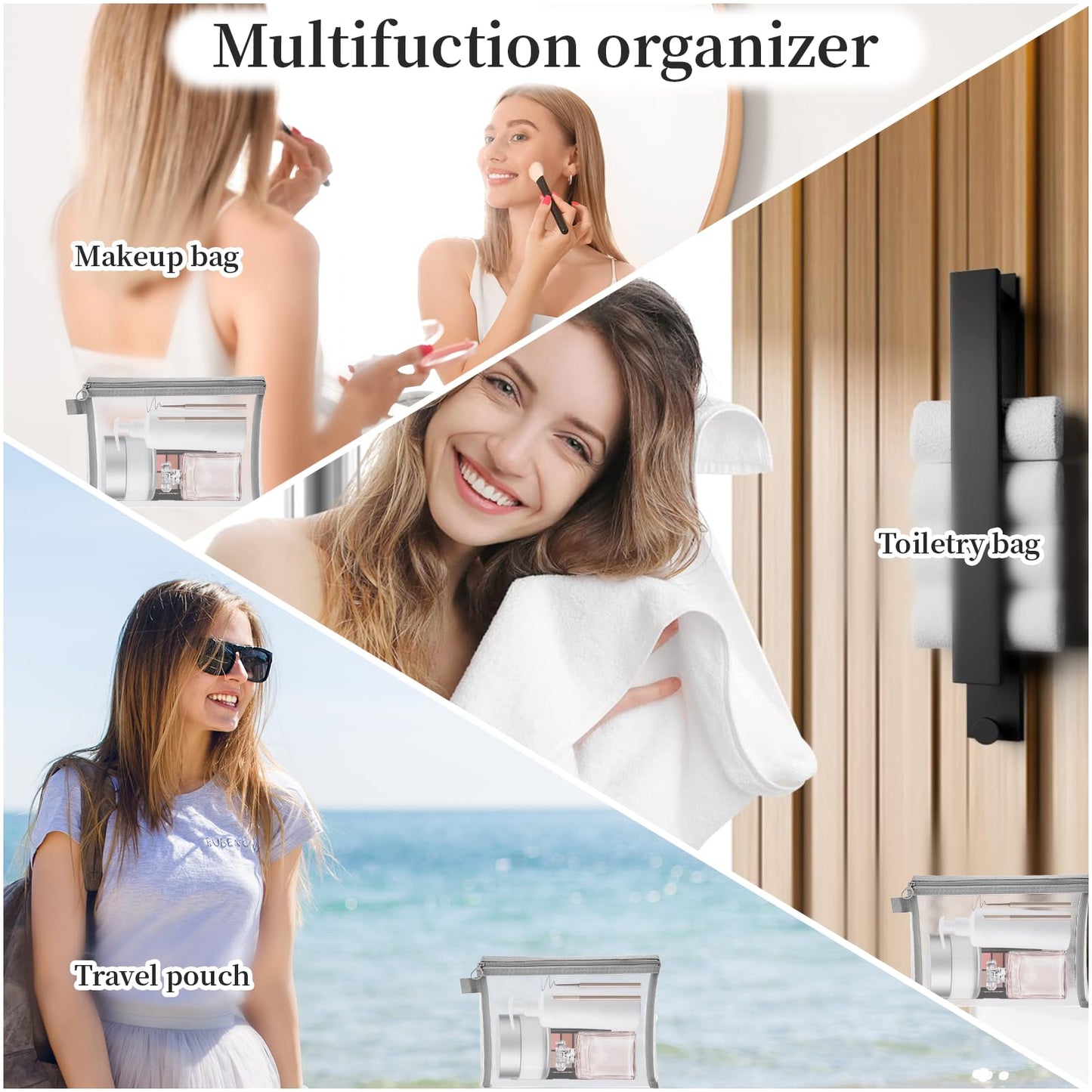 6 Pcs Mesh Cosmetic Bags with Zipper, Grey Mesh Zipper Pouch Bags, Purse Organizer Pouches, Small Mesh Zipper Pouch, Zipper Mesh Pouch Bags, Mesh Makeup Bag with Zipper, Small Mesh Bags with Zipper