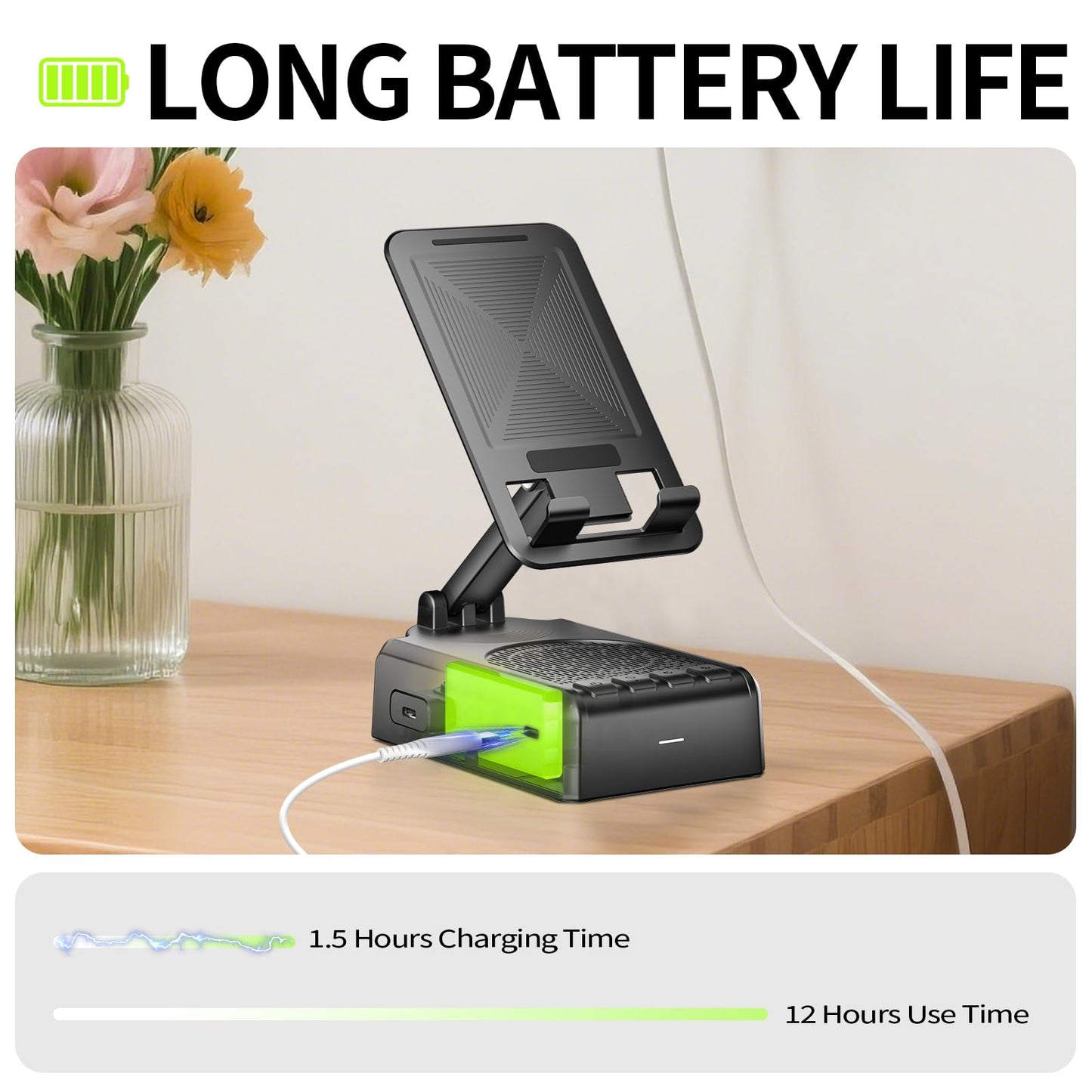 Cell Phone Stand with Bluetooth Speaker and Remote Control(Video Control/Camera Control),Portable Bluetooth Speaker for Home and Outdoors,All Day Playtime,Compatible with iOS/Android,Birthday Gift