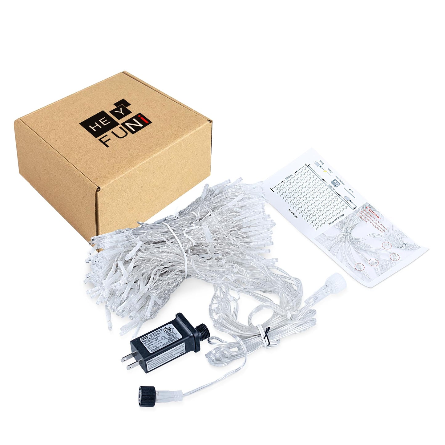 HEYFUNi Curtain Lights Plug in, 304 LED 9.8ftX9.8ft Window Light with Memory& 8 Modes, Connectable Waterproof Fairy Curtain Lights for Bedroom Backdrop Outdoor Indoor Dorm Decorations (Cool White)