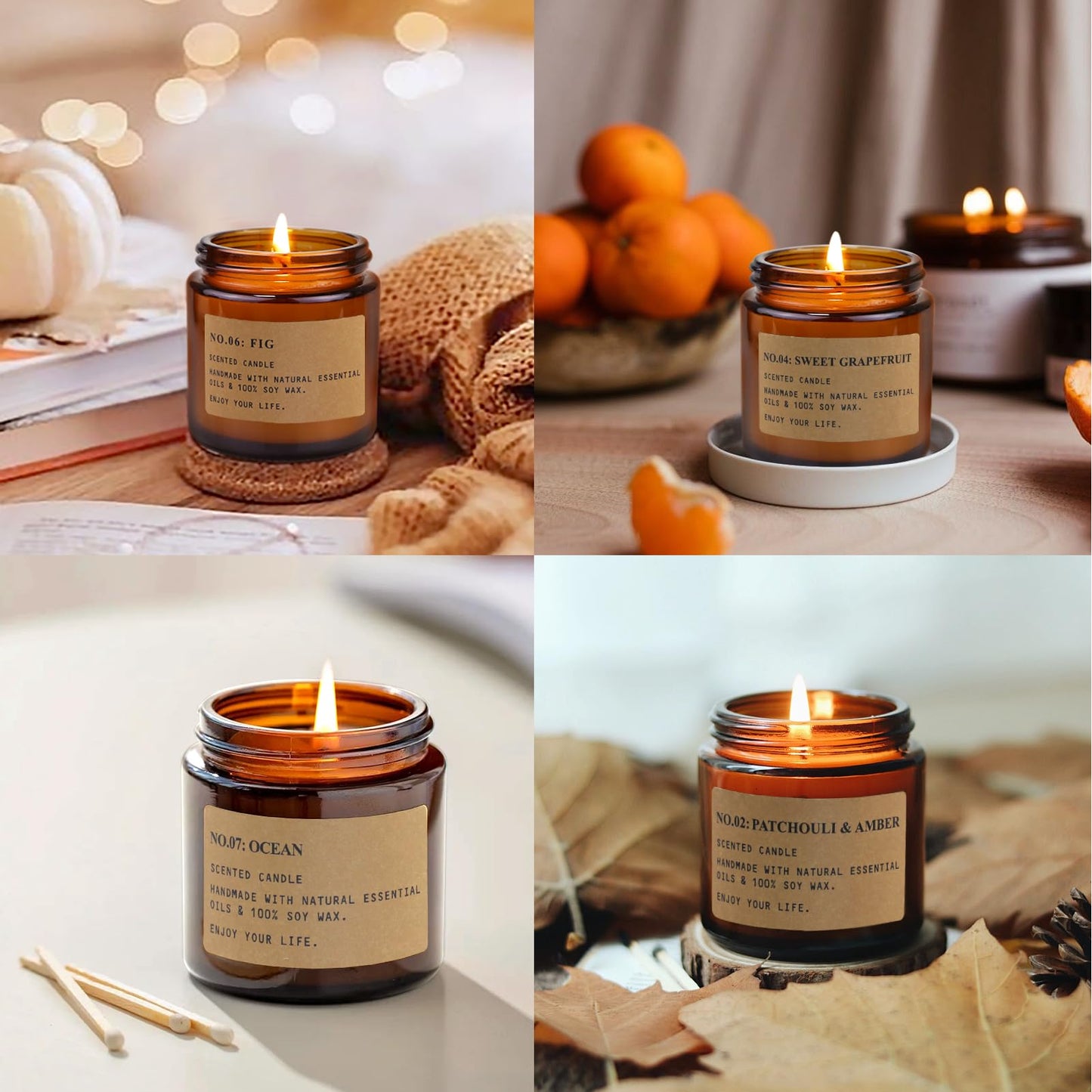 8 Pack Candles for Home Scented, Aromatherapy Jar Candle Gifts for Women, Natural Soy Wax Amber Candle Set, Scented Candles Set for Birthday Valentine Mother's Christmas Day Present