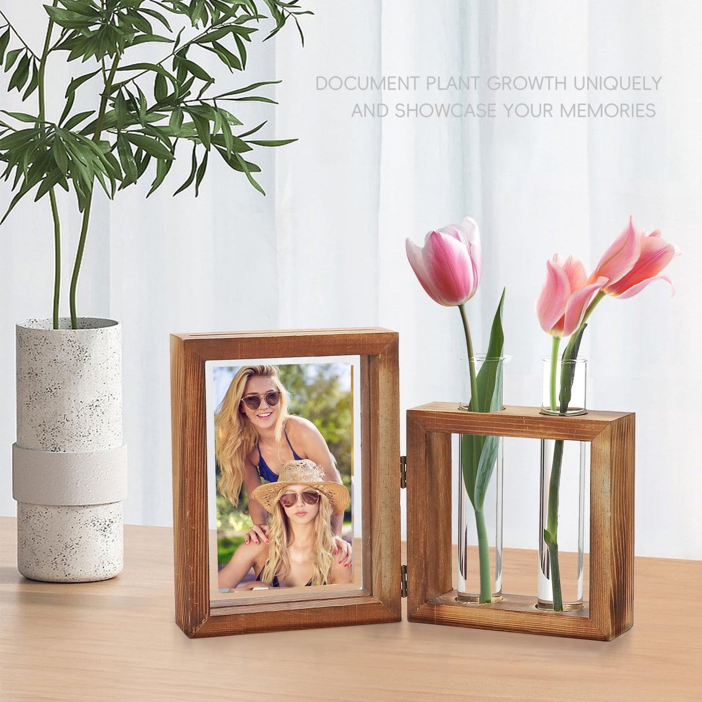 LCFALO Plant Propagation Stations, Propagation Vases for Plants with Photo Frame and Glass Planters Indoor Plant Stand Hydroponic Propagation Stations Tabletop Home Kitchen Office Decor