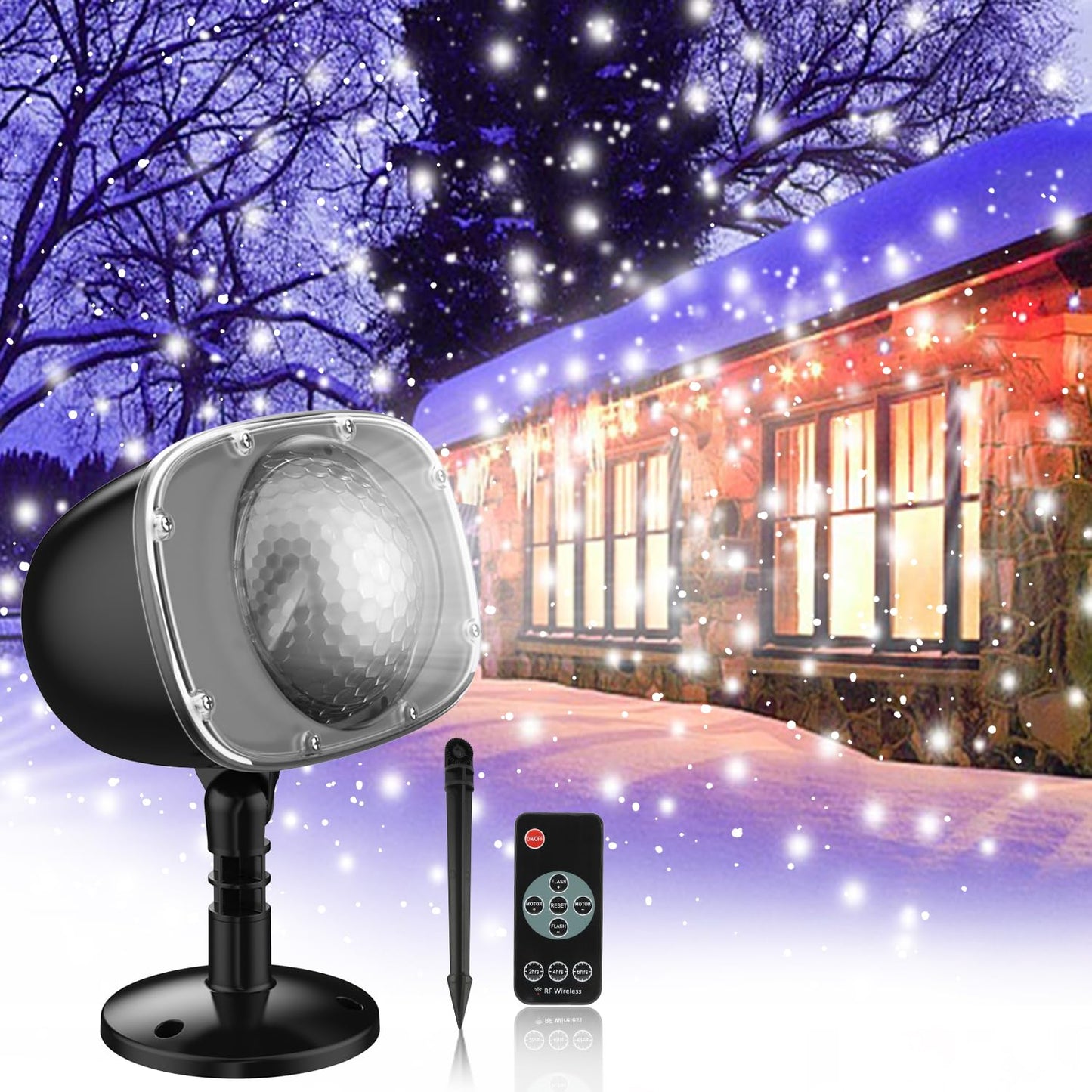 Christmas Snowfall Light Projector, Holiday Projector Lights with Remote Control,Rotating Snow Falling Lights,Outdoor Waterproof Landscape Decorative Lighting for Halloween Wedding Garden（Snow Spots）