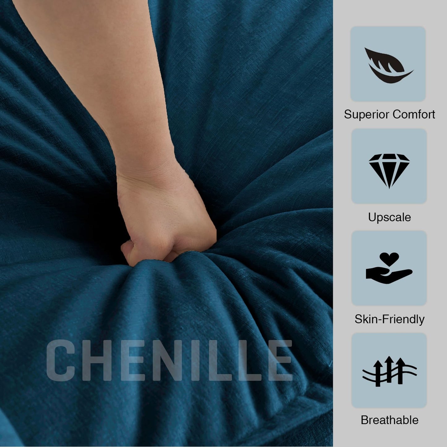 Oversized Chaise Lounge Chair Indoor, Chenille Upholstery Cloud Sectional Sofa, Minimalist Modular Sleeper Couch Bed Including Single Club Armchair & Ottoman for Liviing Room Apartment Office