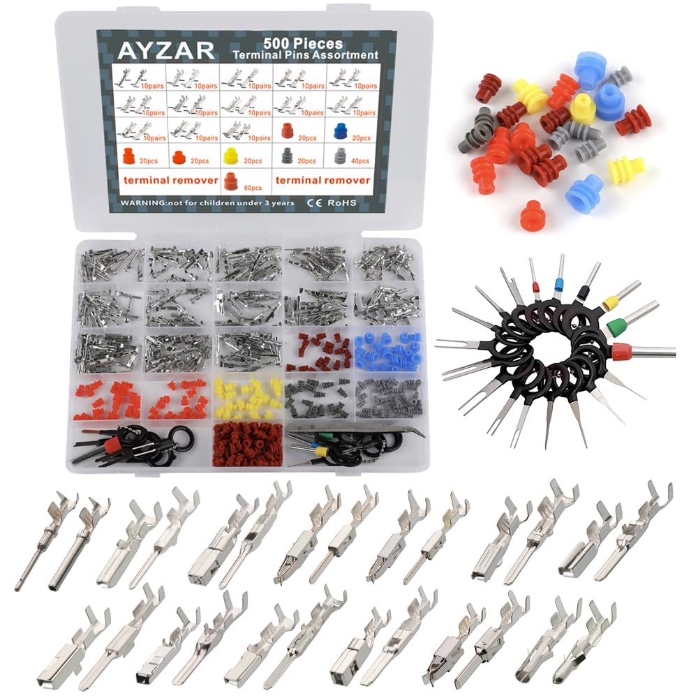 500Pcs Connector Terminal Pin Wire Harness Pins Automotive Auto Car Electrical Connector Pins Motorcycle ATV 1/1.5/1.8/2.2/2.8/3.5mm