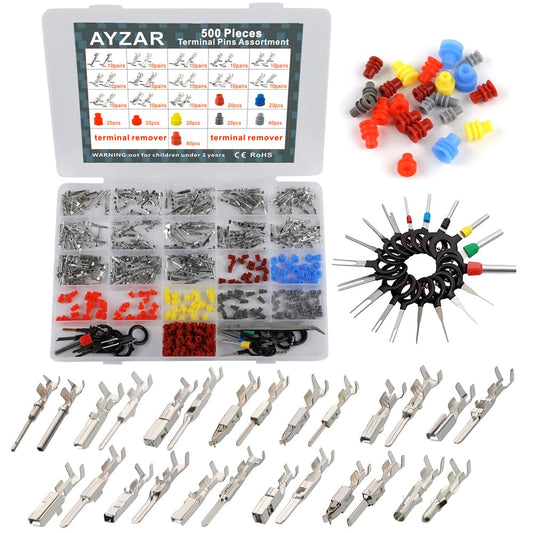 500Pcs Connector Terminal Pin Wire Harness Pins Automotive Auto Car Electrical Connector Pins Motorcycle ATV 1/1.5/1.8/2.2/2.8/3.5mm