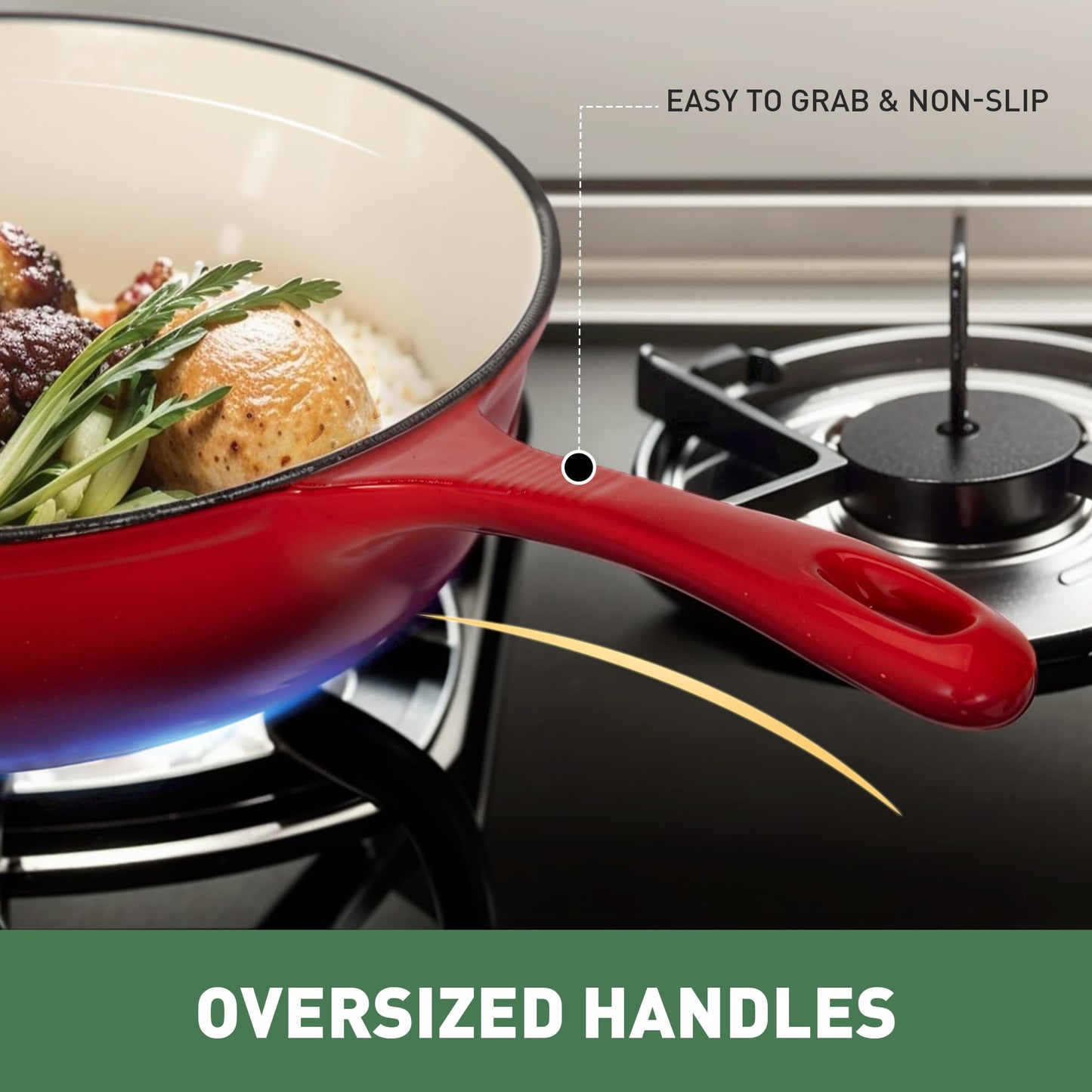 Kitchen Academy Enameled Cast Iron Cookware Set - 7 Piece Ceramic Pots and Pans Set Non Stick, Nonstick Cooking Pans Set, Induction Cookware Sets, Heavy Duty Dutch Oven Safe up to 500° F