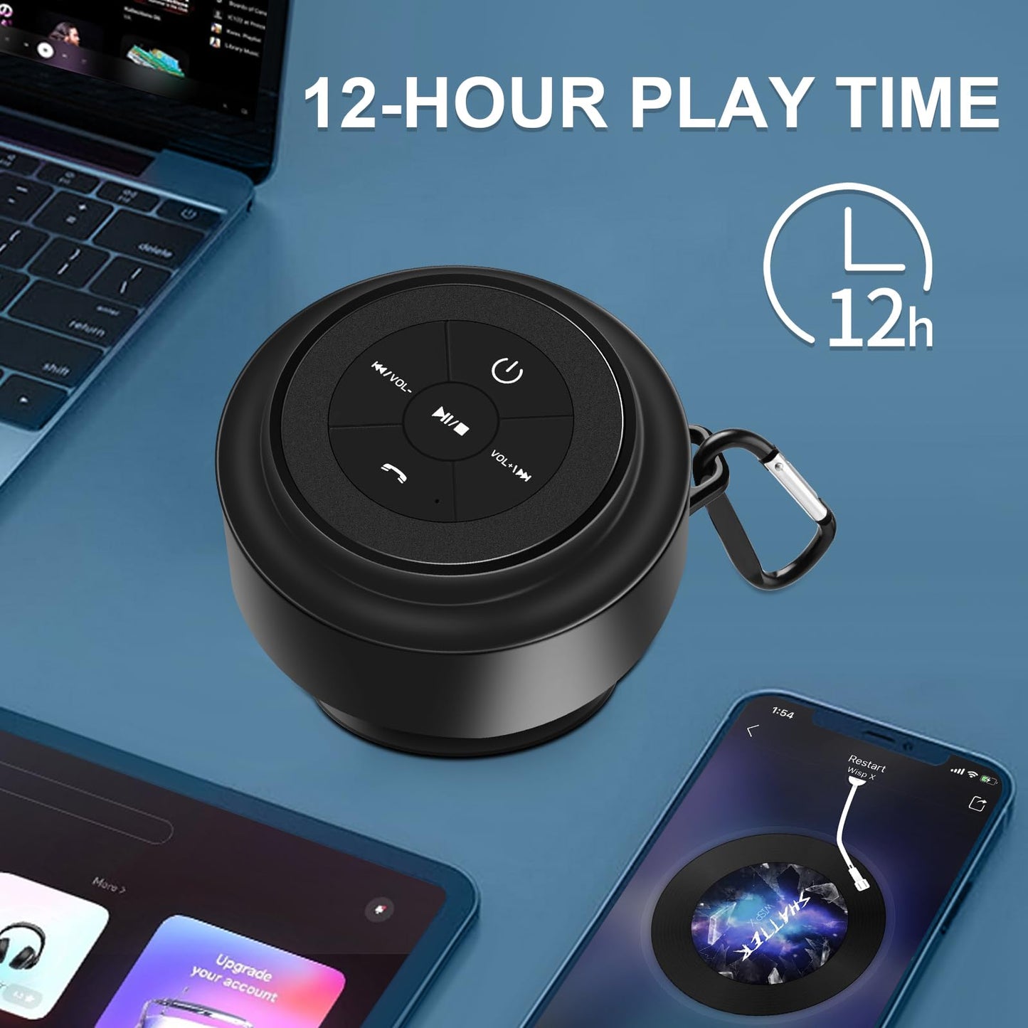 TDLIRH Bluetooth Shower Speaker, Portable Waterproof Speakers with Suction Cup, Wireless Outdoor Speaker for Pool, Camping, Beach, Hiking, Kayaking, Great Gift for Men, Women