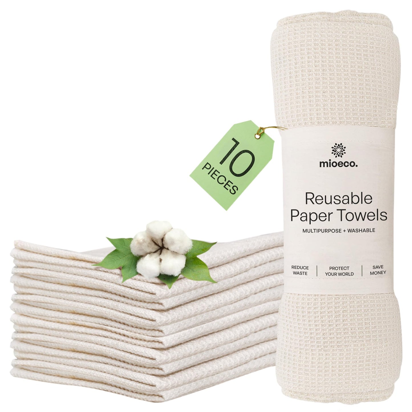 20 Pack Reusable Paper Towels Washable - Nature Friendly - Organic Cotton Alternative - Thick, Strong, Paperless Kitchen Dish Cloths - Reusable Napkins - Dish Towels - Cloth Napkin - Kitchen Towels