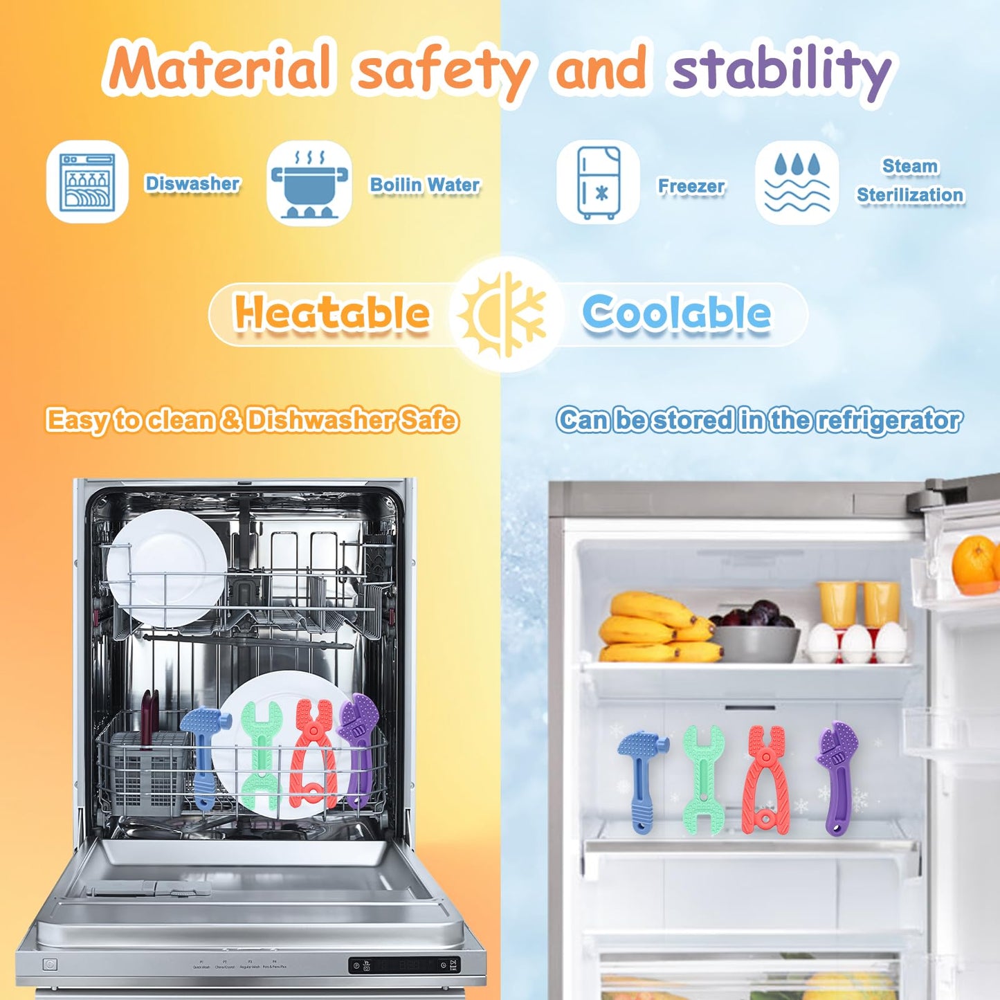 Yoolane® Baby Teether [Original] Silicone Teehing Toys for Babies - Tools Set Teething Relief Chew Toy BPA Free | Stuff & Essential & Gift for Toddler Infant Boy Girl 3+ Months | 4 Pieces