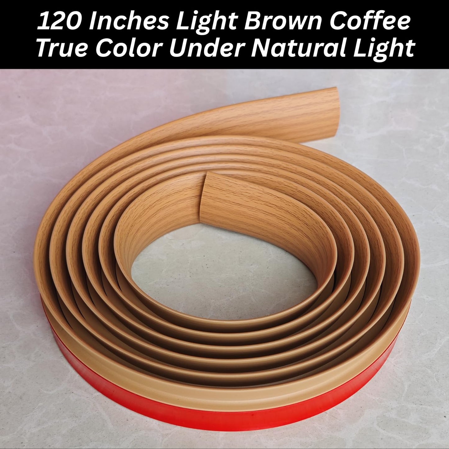 Floor Transition Strip Self Adhesive Carpet Wood Tile Vinyl Flooring Laminate Transition Cover Edge Trim Gap Doorway Threshold for Uneven Floors Heights Within 5 mm (120 inches, Light Brown Coffee)