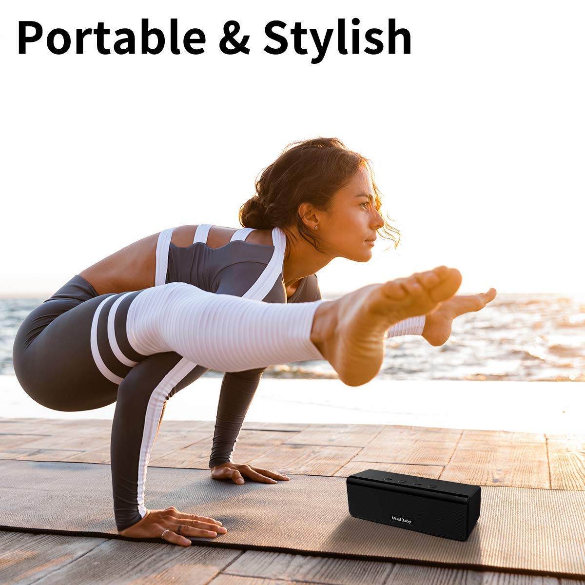 Bluetooth Speaker,MusiBaby Speakers Bluetooth Wireless,Outdoor,Waterproof,PortableSpeaker,Booming Bass,Stereo,Dual Pairing,24H Play,Wireless Speakers for Home,Hiking,Travel-Black