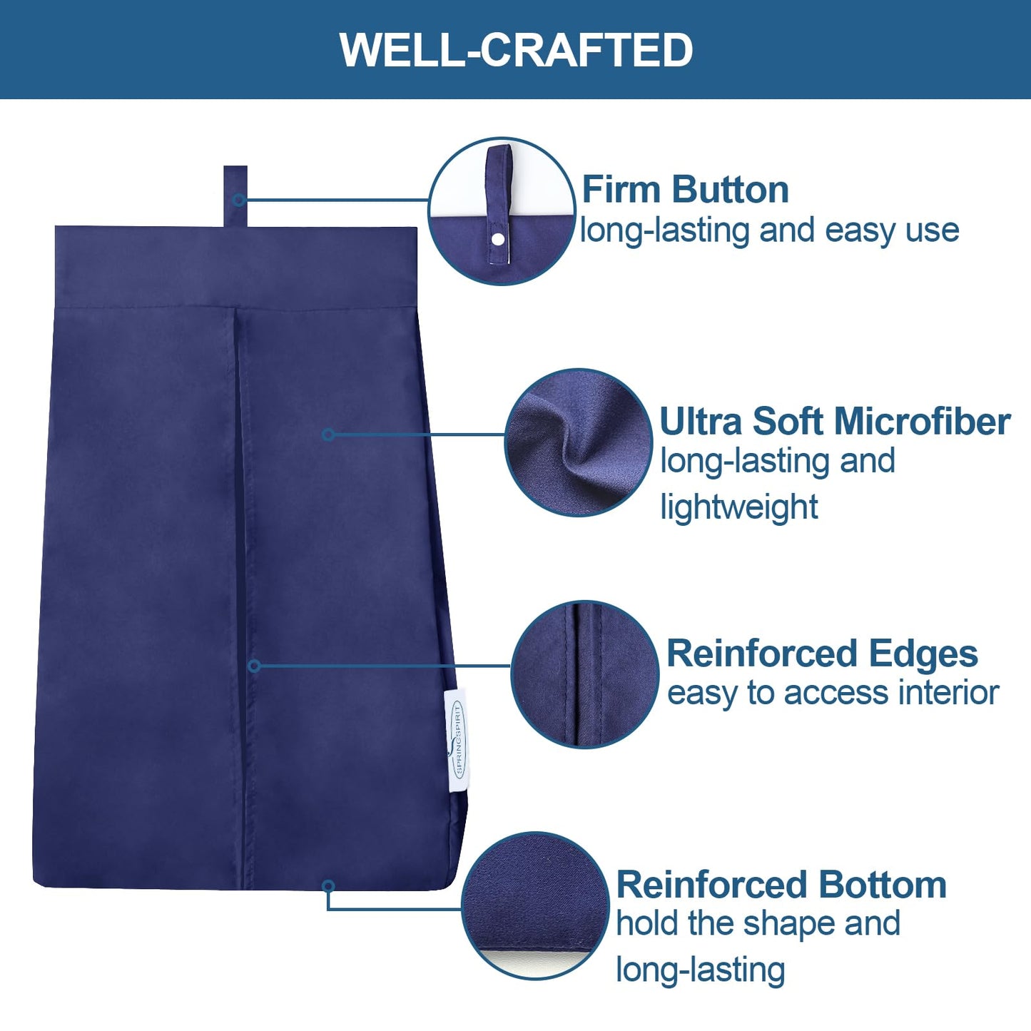 SPRINGSPIRIT Diaper Stacker Caddy Organizer Easy Access & Dustproof Portable Hand Free Diaper Holder for Adults or Nursery, Machine Washable Navy