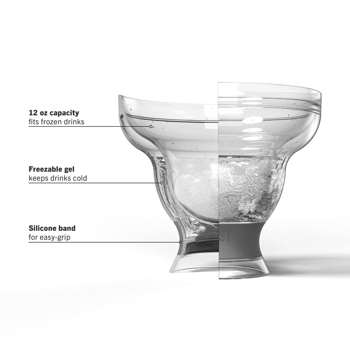 HOST FREEZE Margarita Glasses, Stemless Frozen Cocktail Cup, Double Wall Insulated Daiquiri Plastic Tumblers, Tequila Drinking Gift Green Set of 2