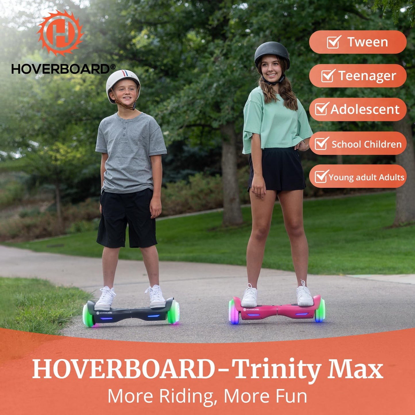 Trinity Max Hoverboard for Kids Ages 6-12, 6.5" LED Wheels & Music Speaker, Powerful Self Balancing Scooter for Kids Gifts, UL2272 Certified(Purple)