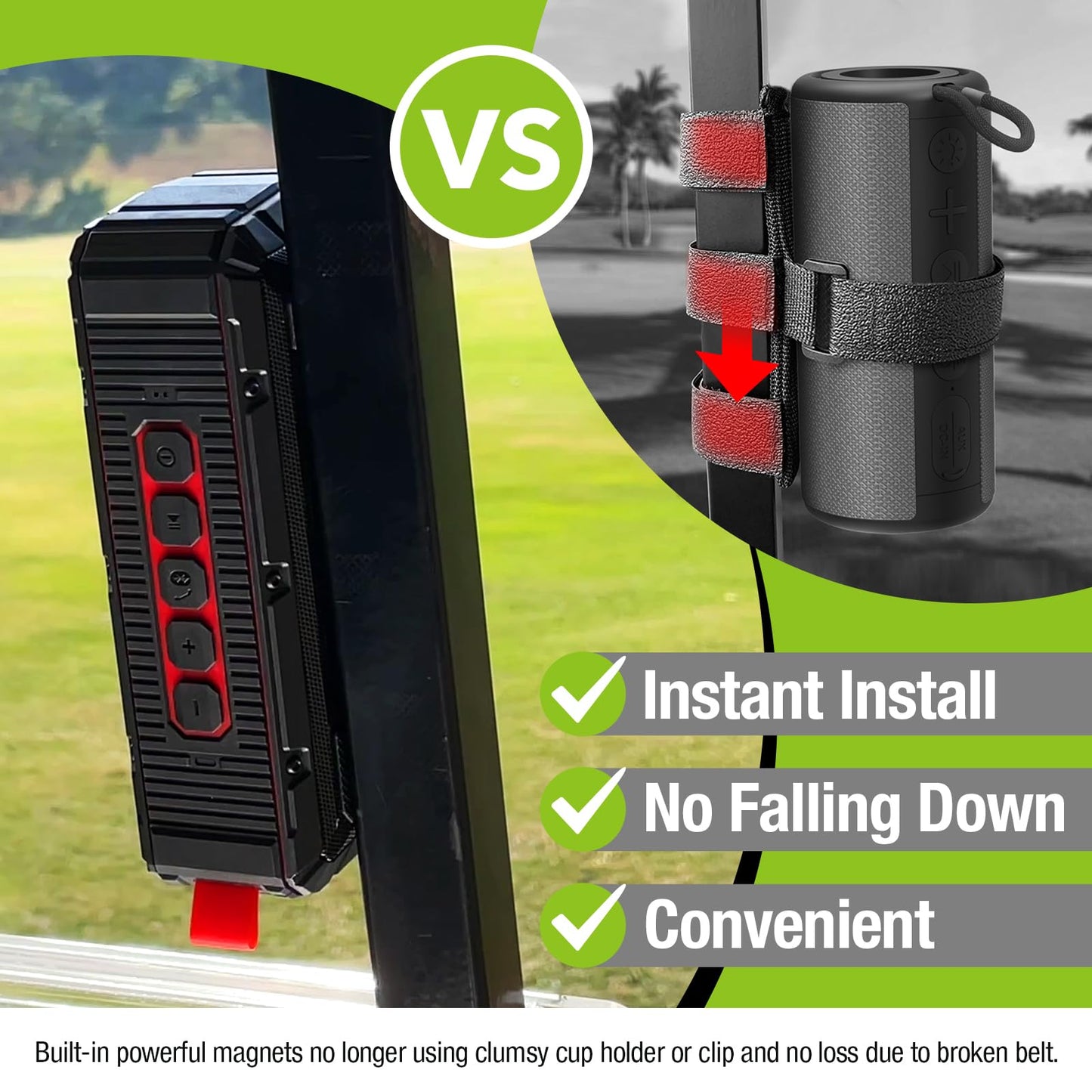 Pro Portable Magnetic Bluetooth Speaker - Wireless Waterproof IPX6/Shockproof - 3rd Gen Magnetic Speaker for Golf Cart - 24 Hr Playtime - TWS & SD Card Function + Case