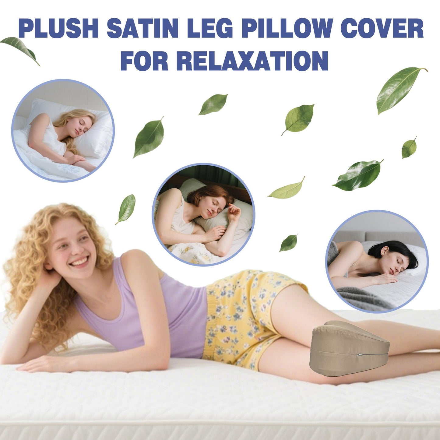 xcivi Satin Pillowcase for Contour Memory Foam Side Sleeper Support Pillow, Pillowcover for Knee Pillow, Smooth & Soft Pillow Cover (Champagne)