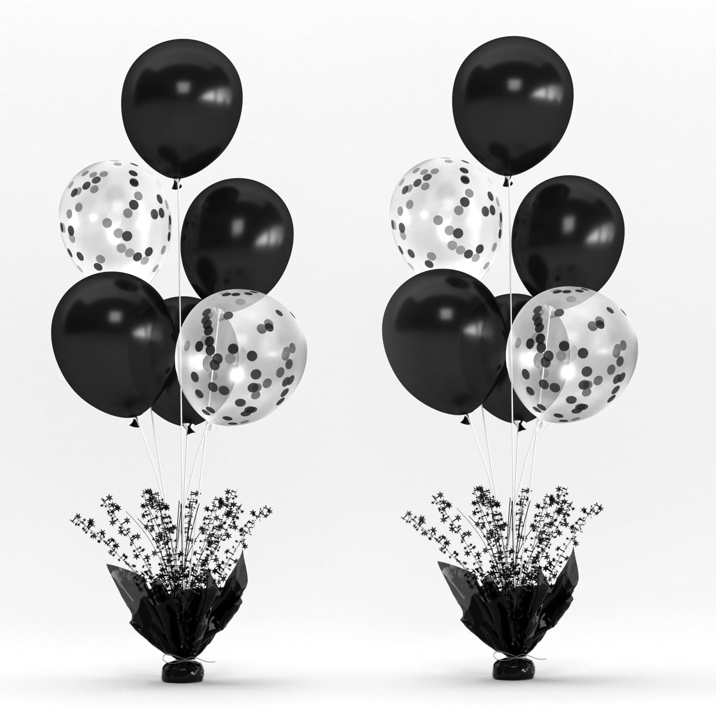 2 Set Black Table Balloons Foil Spray Centerpiece with Black and Confetti Balloons Stand Kit for Birthday Party Baby Shower Wedding Bridal Shower Prom Retirement Graduation Table Decorations